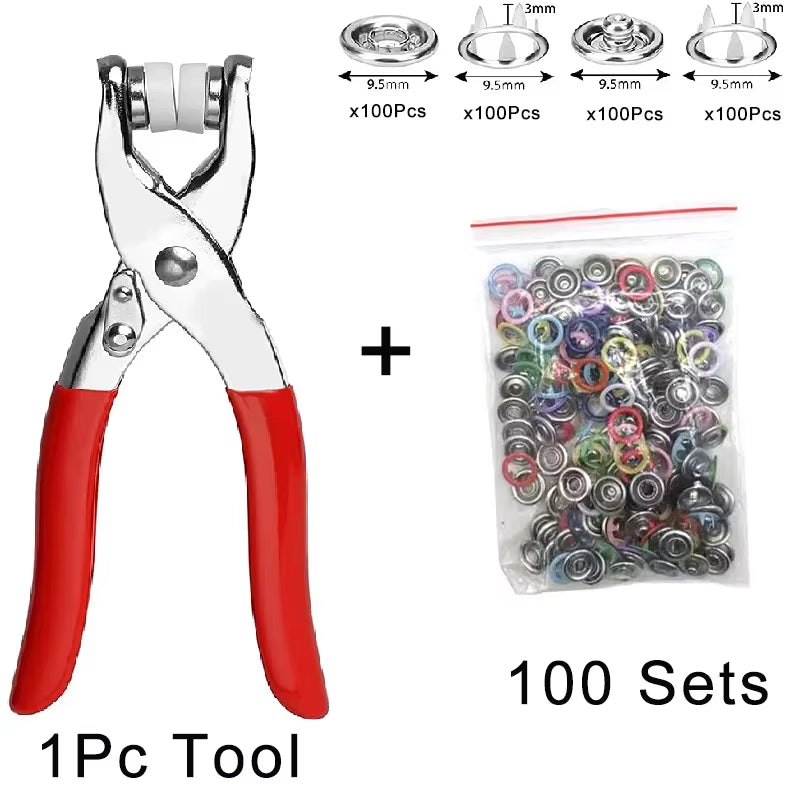 Transform Your DIY Projects with 50/100Sets of Colorful Metal Snap Buttons and Fastener Pliers - Perfect for Sewing Clothes, Hats, and More!