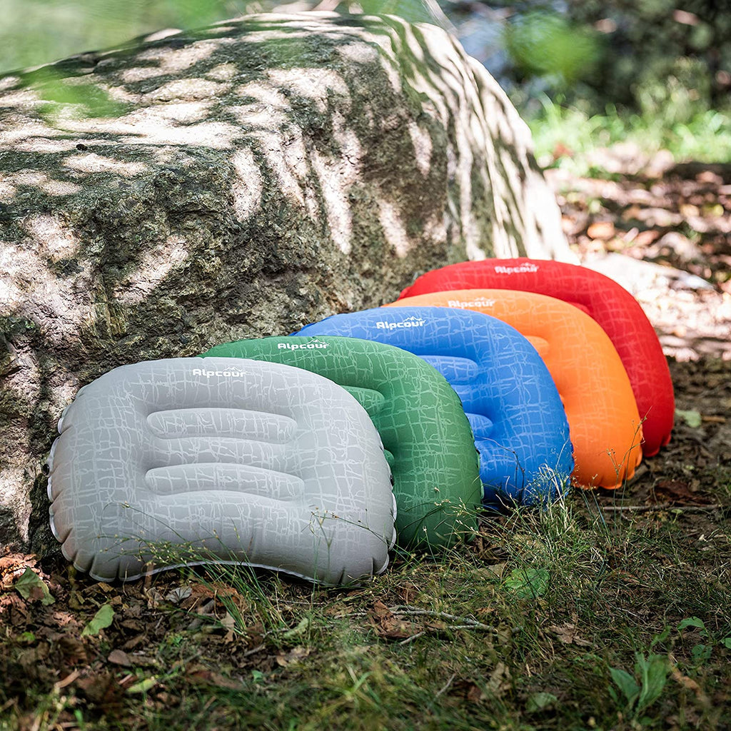Camping Pillow – Large, Inflatable, Ultralight Sleeping Pillow with Easy Blow up Design, Soft Waterproof Exterior Cover and Compact Carry Case for Hiking, Backpacking, Airplane Travel & More