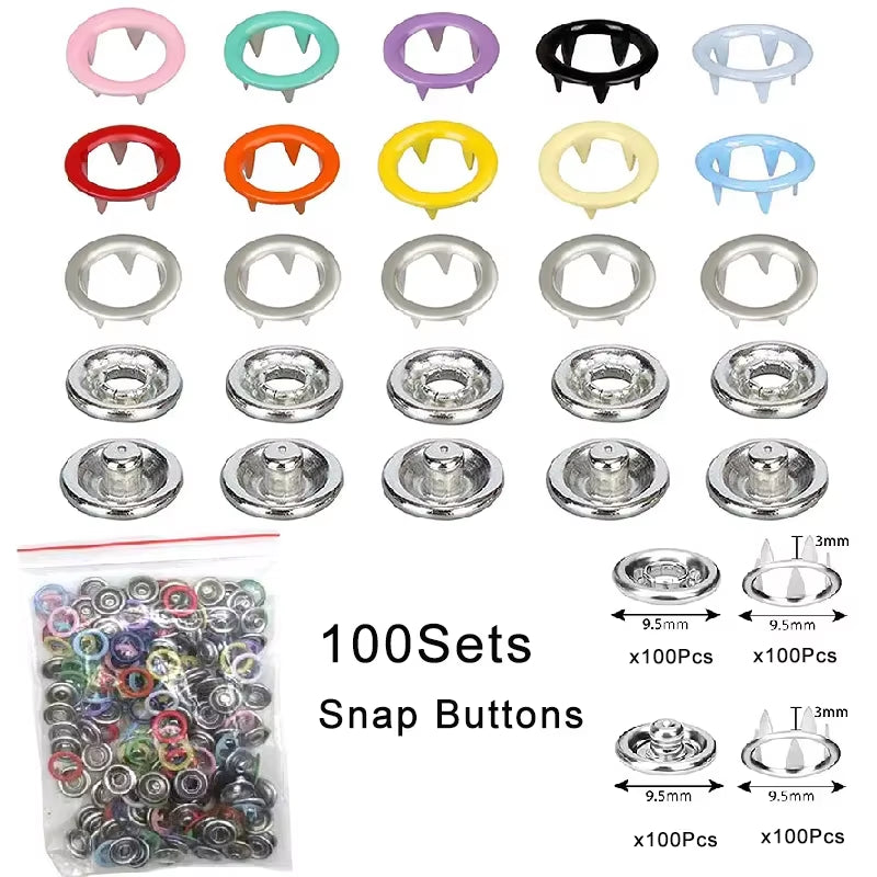 Transform Your DIY Projects with 50/100Sets of Colorful Metal Snap Buttons and Fastener Pliers - Perfect for Sewing Clothes, Hats, and More!