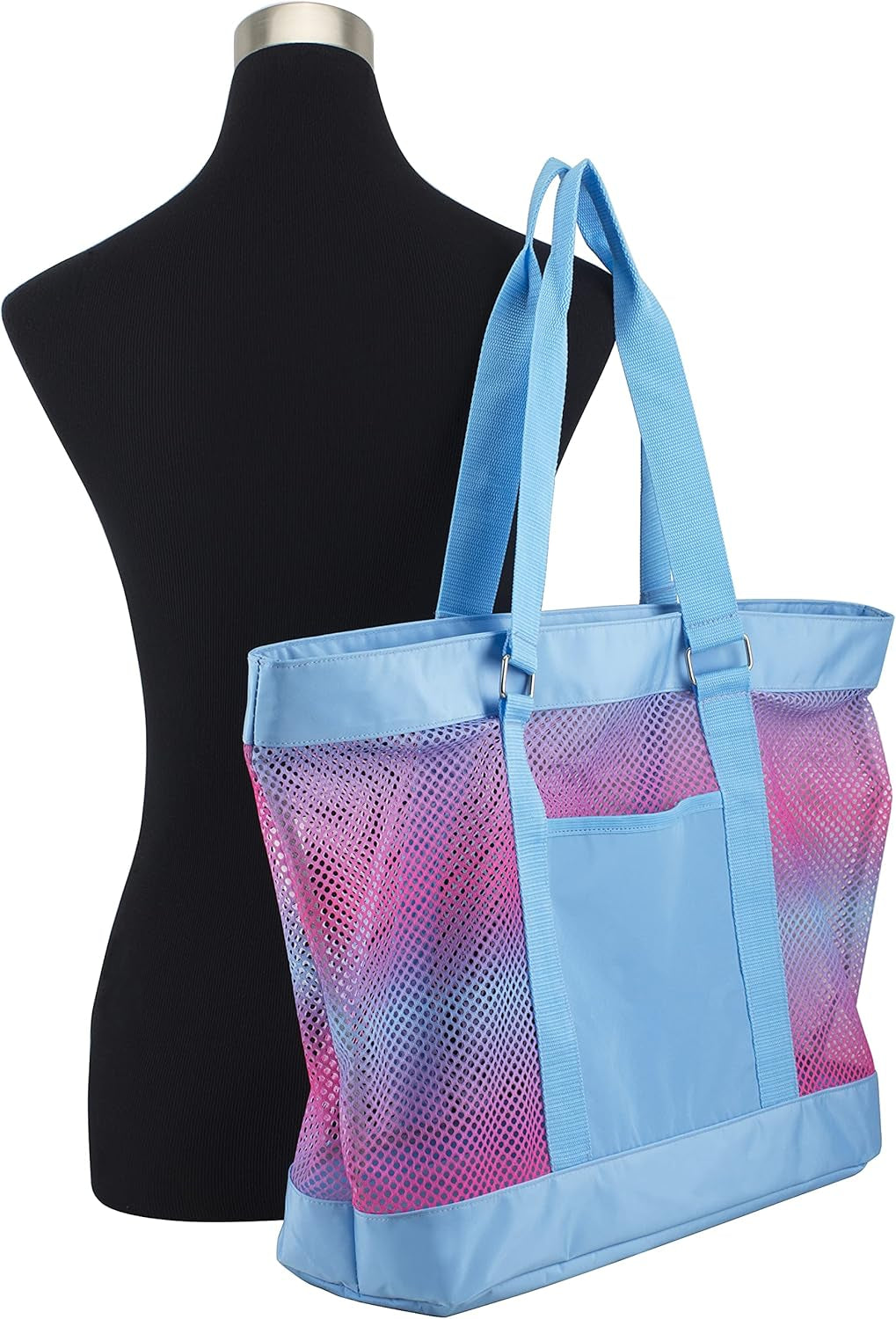 Mesh Tote Waterproof Beach Bag for Shopping Vacation Swimming Family Travel Essentials