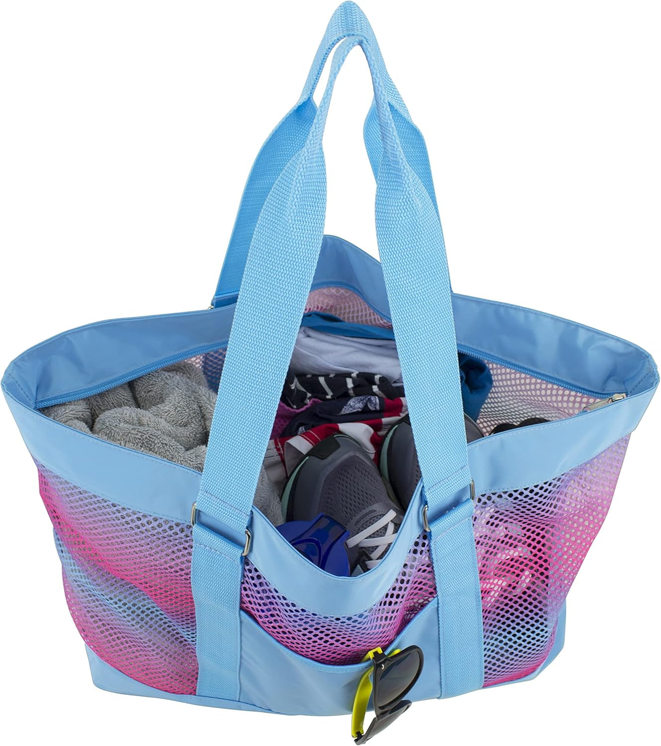 Mesh Tote Waterproof Beach Bag for Shopping Vacation Swimming Family Travel Essentials