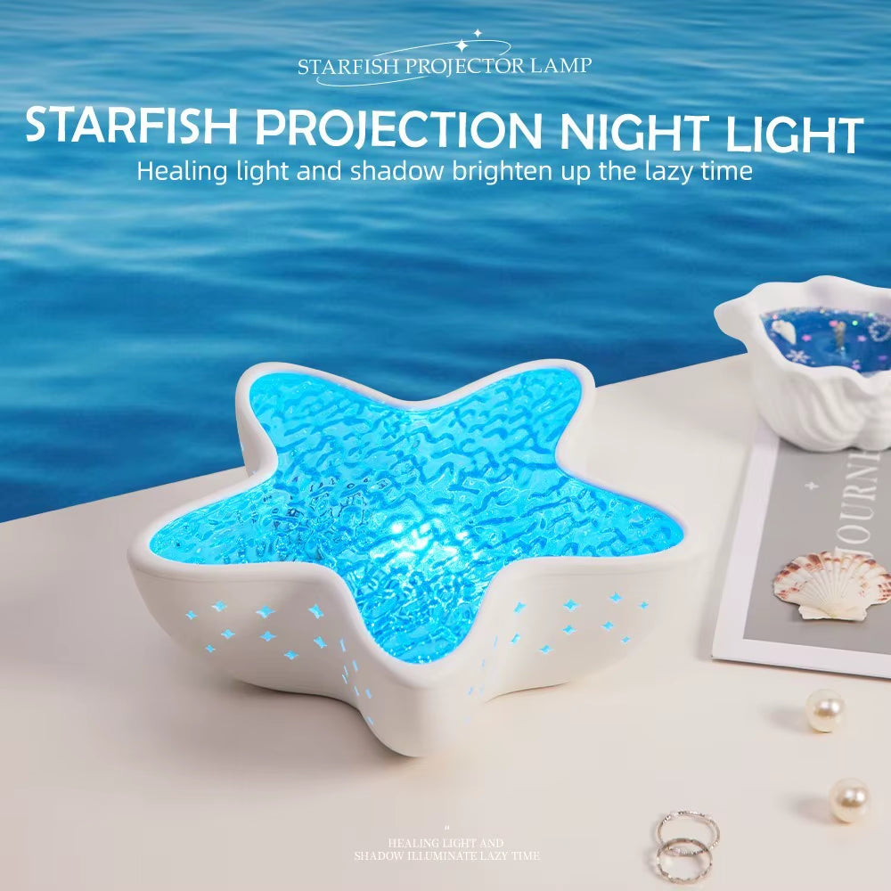 Illuminate Your Space with the Starfish Projector Lamp - A Dreamy Rechargeable Night Light for Kids and Festive Decor