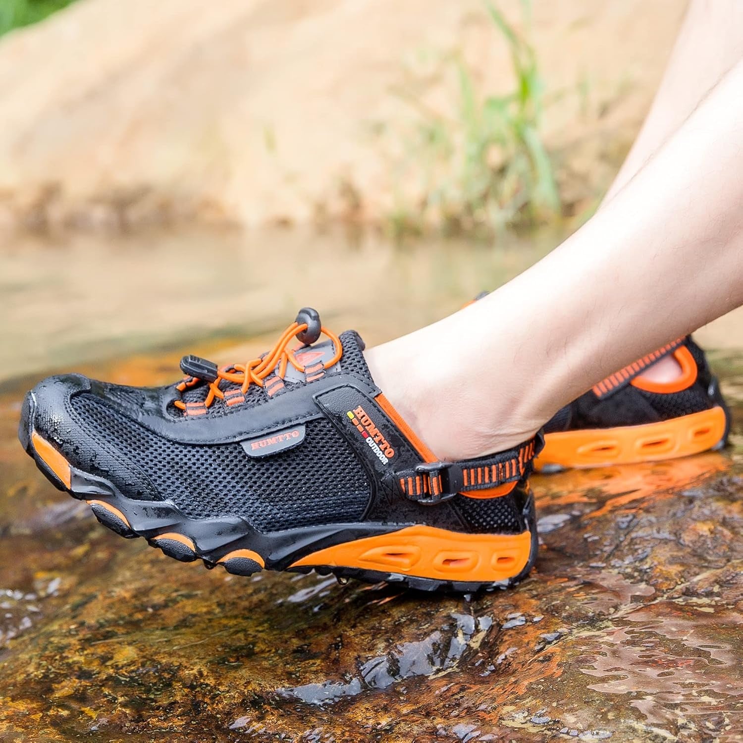 Men'S Amphibious Water Shoes - Hiking Sandals for Men Outdoor Water Sandal Closed Toe Non-Slip River Shoes Summer Quick Drying Aqua Shoe