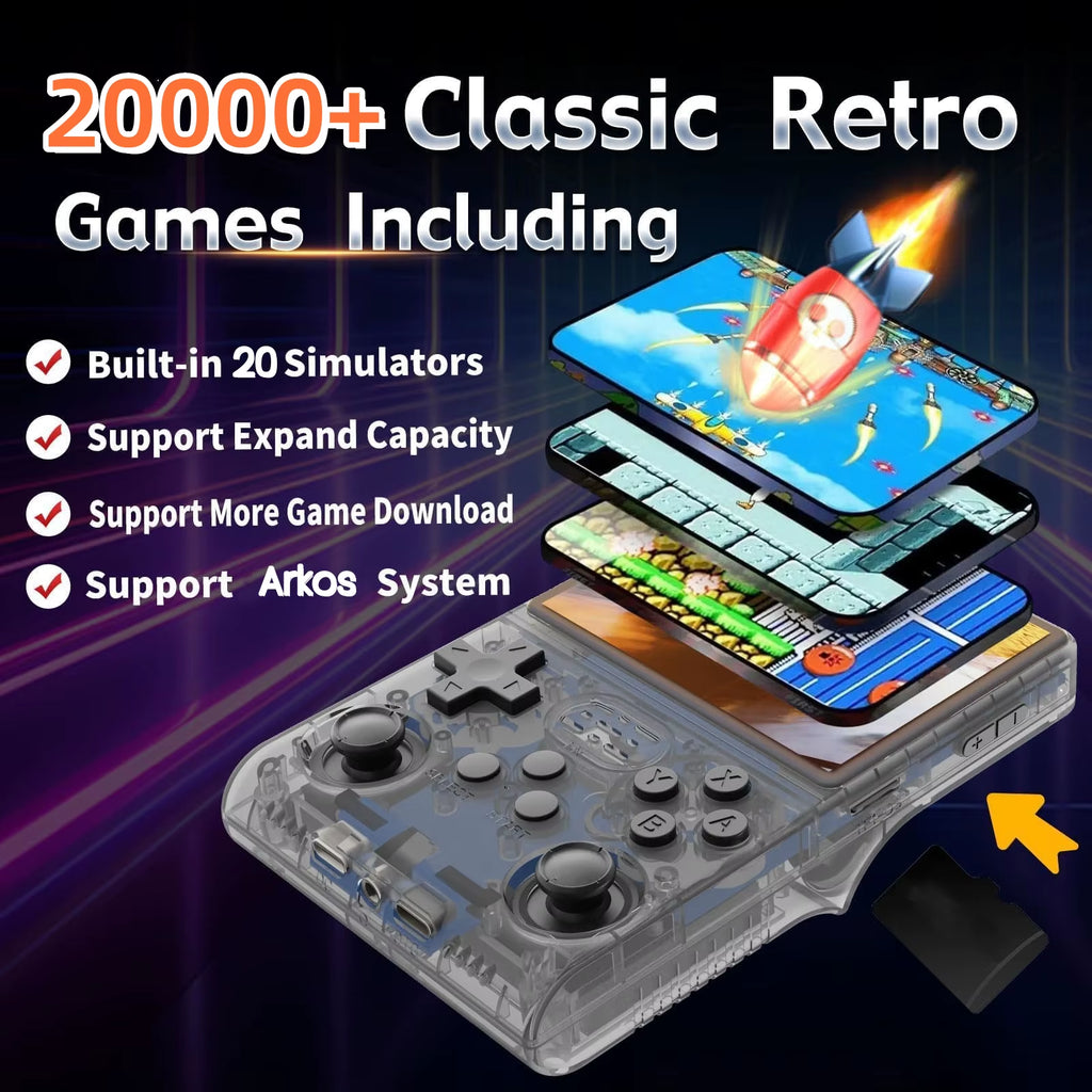 R36S Retro Handheld Game Console - Play 20,000 Classic Games on the Go with 3.5" HD Display and 3200mAh Battery