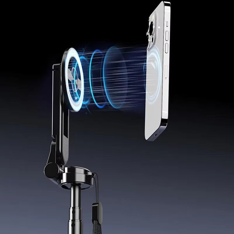 Capture Every Moment with the Magnetic 360° Rotation Bluetooth Selfie Stick - Your Portable Telescopic Tripod for Stunning Live Streaming and Photography