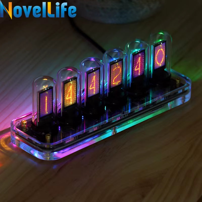 Illuminate Your Space with the SE Nixie Tube Clock Kit - A Creative Digital Calendar and Stopwatch with Gesture Control