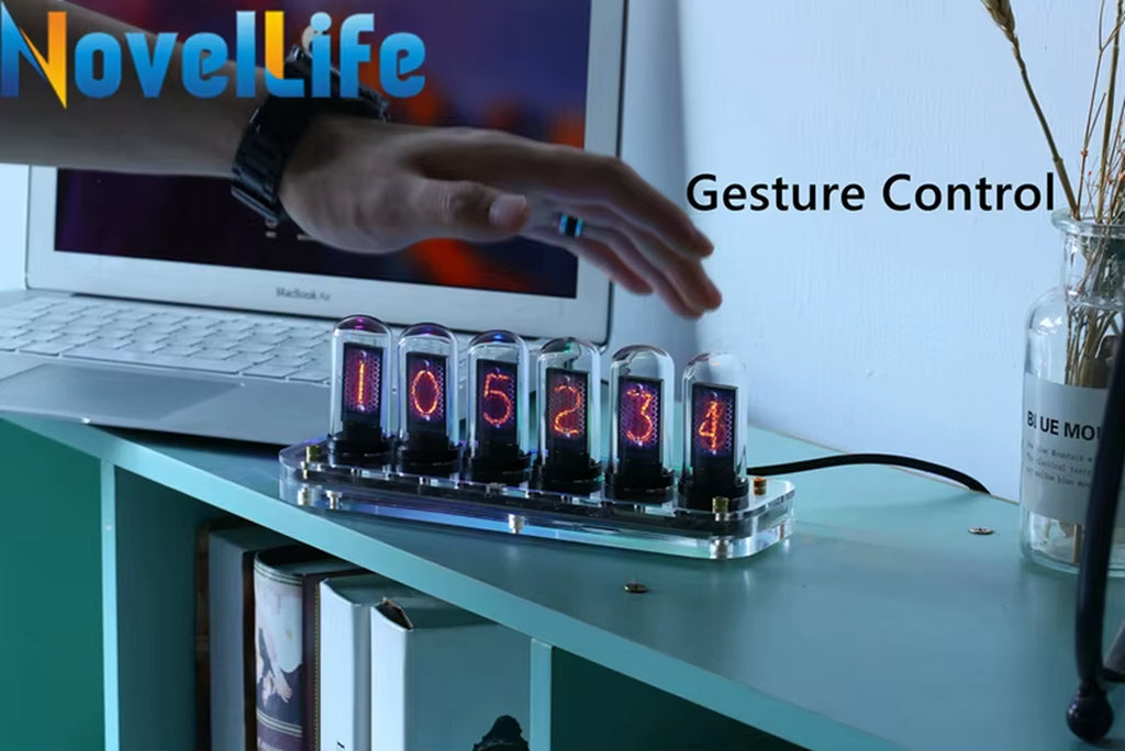 Illuminate Your Space with the SE Nixie Tube Clock Kit - A Creative Digital Calendar and Stopwatch with Gesture Control