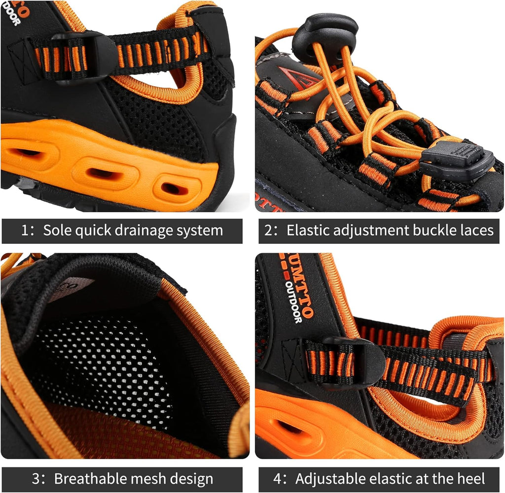 Men'S Amphibious Water Shoes - Hiking Sandals for Men Outdoor Water Sandal Closed Toe Non-Slip River Shoes Summer Quick Drying Aqua Shoe