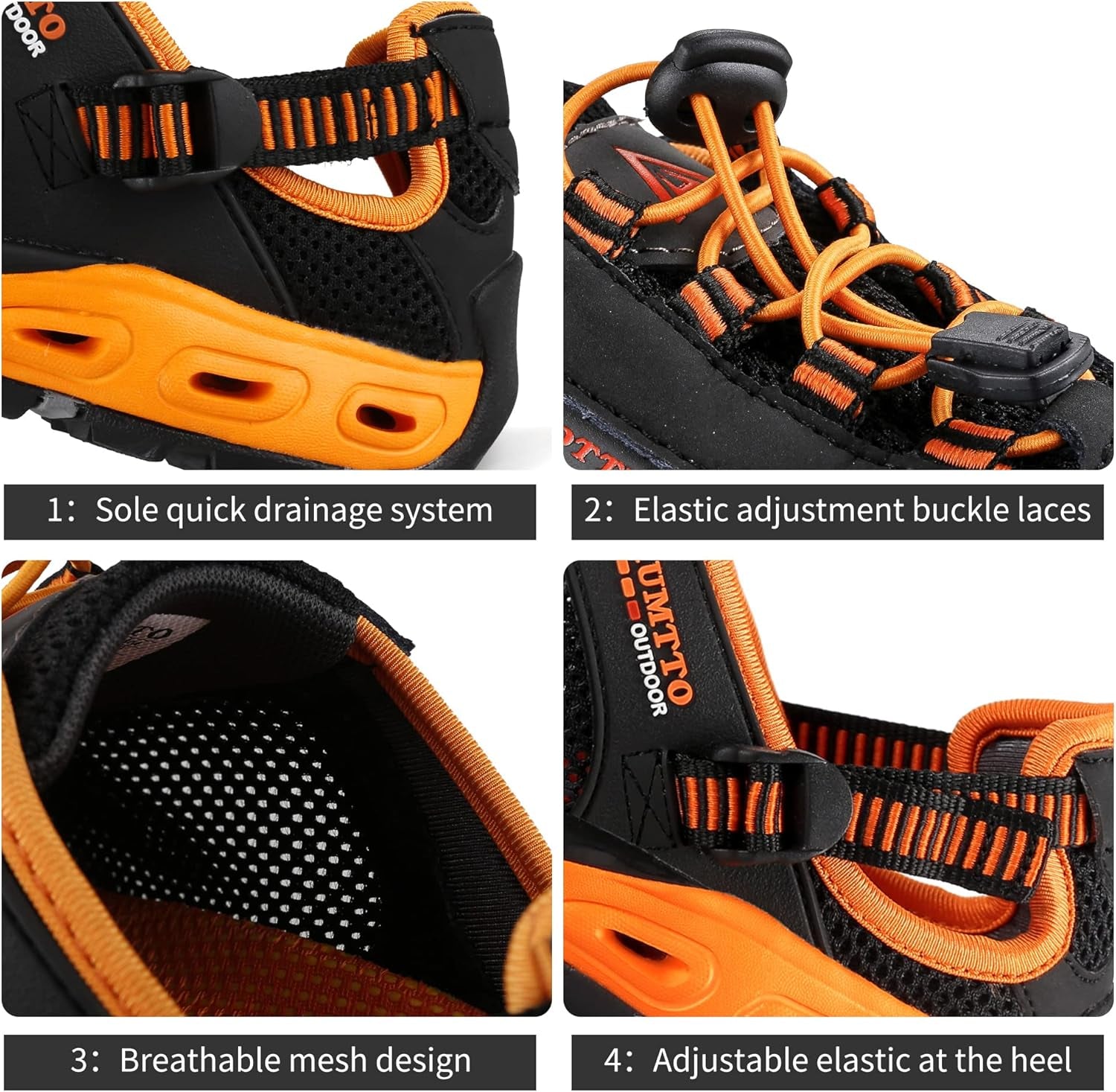 Men'S Amphibious Water Shoes - Hiking Sandals for Men Outdoor Water Sandal Closed Toe Non-Slip River Shoes Summer Quick Drying Aqua Shoe