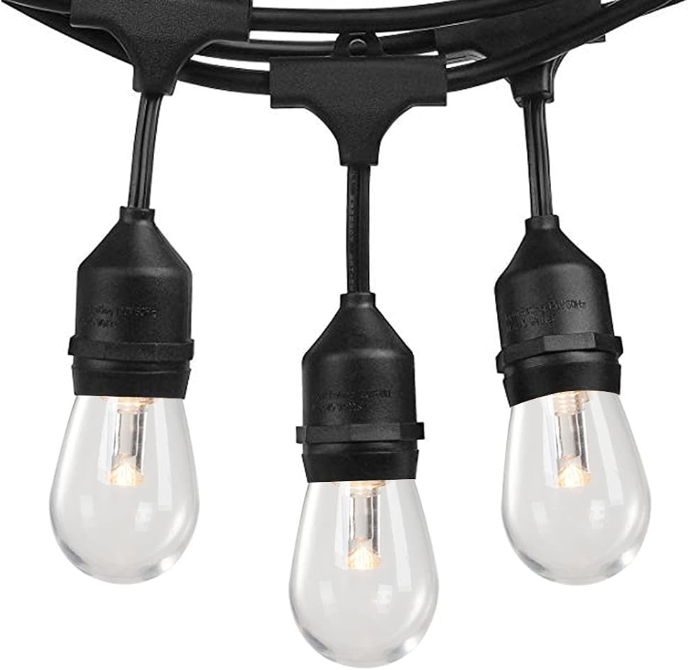 48Ft LED Outdoor String Lights with 0.9W Shatterproof Bulbs for Patio, Backyard, Porch, Commercial Light String