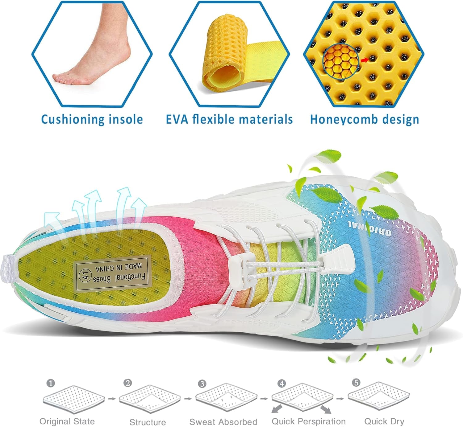 Men Women Water Sports Shoes Slip-On Quick Dry Aqua Swim Shoes for Pool Beach Surf Walking Water Park