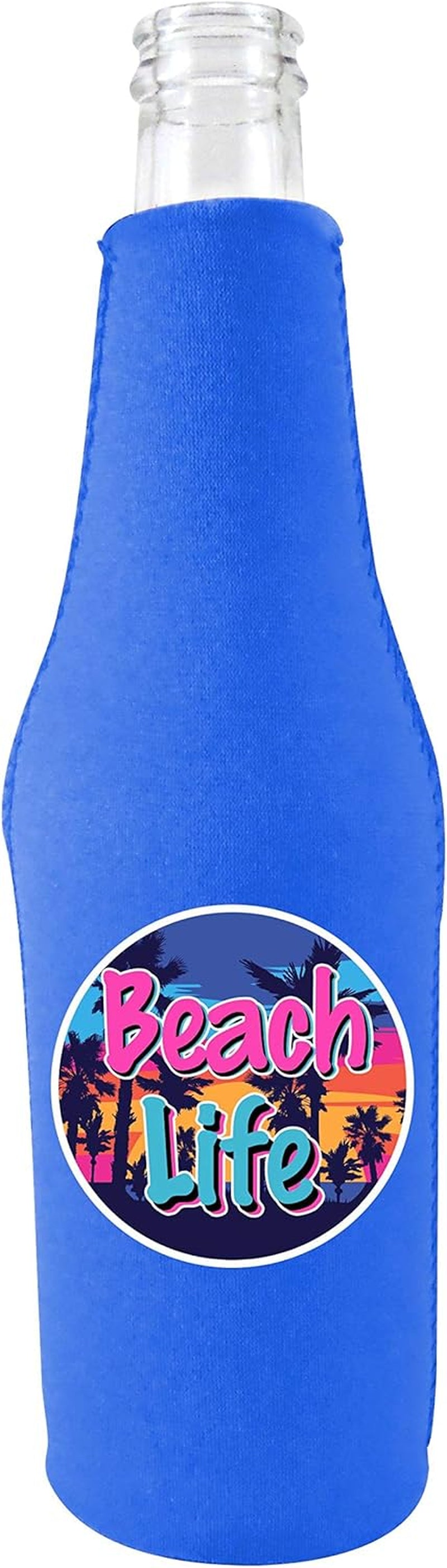 Beach Life Beer Bottle Coolie (Royal Blue, 1)