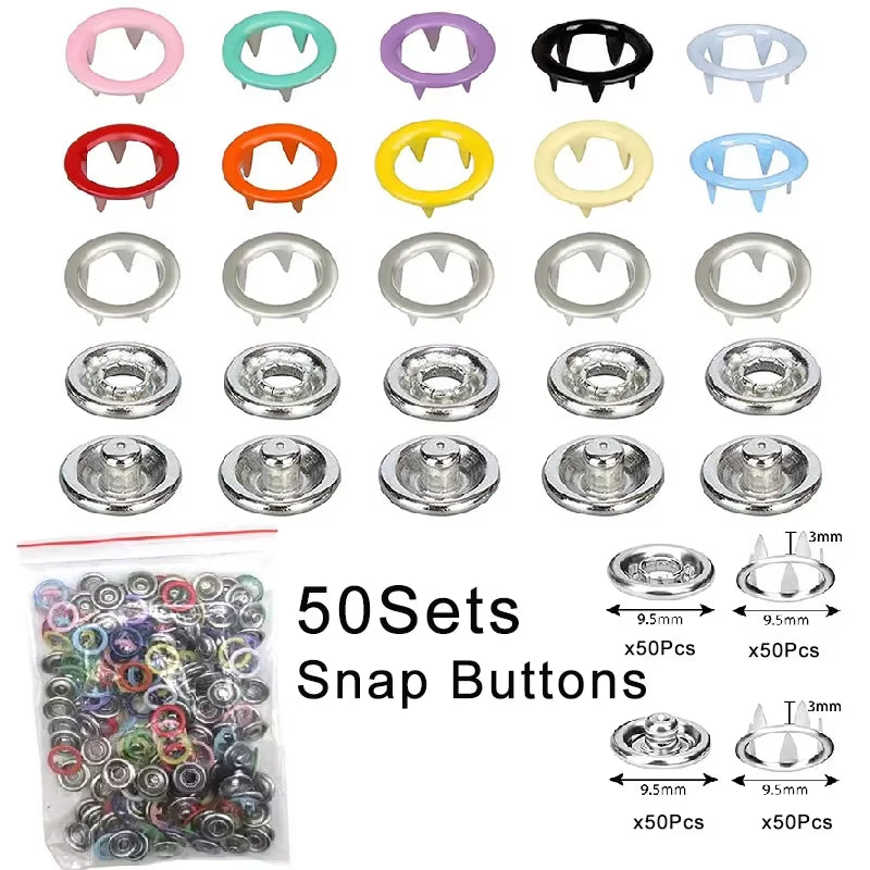 Transform Your DIY Projects with 50/100Sets of Colorful Metal Snap Buttons and Fastener Pliers - Perfect for Sewing Clothes, Hats, and More!