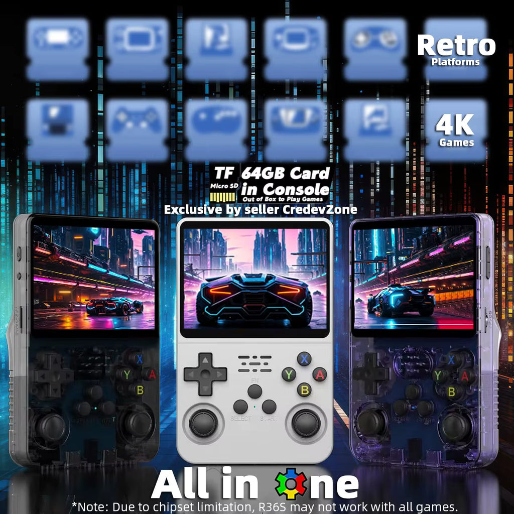 R36S Retro Handheld Game Console - Play 20,000 Classic Games on the Go with 3.5" HD Display and 3200mAh Battery