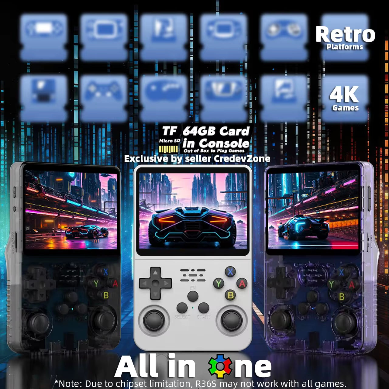 R36S Retro Handheld Game Console - Play 20,000 Classic Games on the Go with 3.5" HD Display and 3200mAh Battery