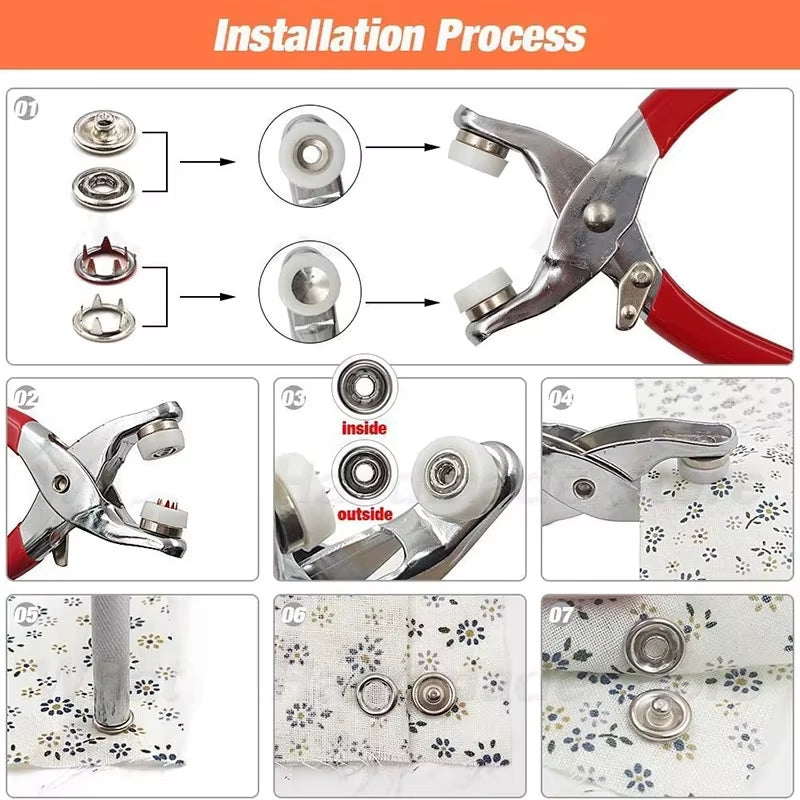 Transform Your DIY Projects with 50/100Sets of Colorful Metal Snap Buttons and Fastener Pliers - Perfect for Sewing Clothes, Hats, and More!