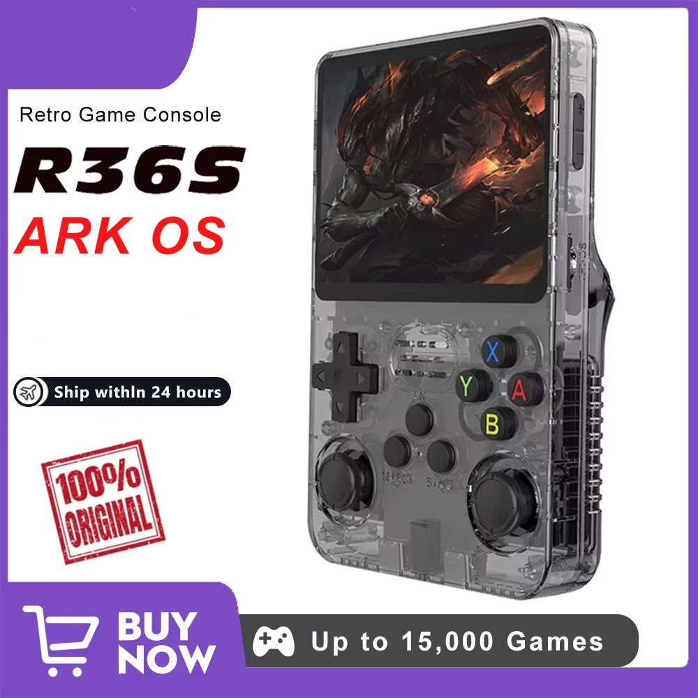 R36S Retro Handheld Game Console - Play 20,000 Classic Games on the Go with 3.5" HD Display and 3200mAh Battery